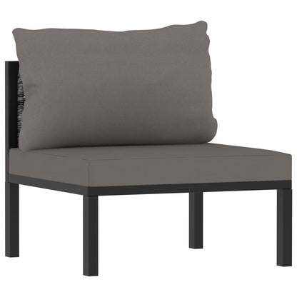 8-Delige Loungeset Met Kussens Poly Rattan Antraciet 1 3x hoek + 3x midden + Fauteuil + Tafel