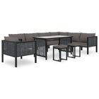 10-Delige Loungeset Met Kussens Poly Rattan Antraciet