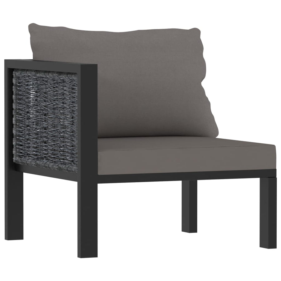 6-Delige Loungeset Met Kussens Poly Rattan Antraciet 1 2x hoek + midden + 2x Fauteuil + Tafel