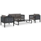 5-Delige Loungeset Met Kussens Poly Rattan Antraciet 1 2x hoek + 2x Fauteuil + Tafel