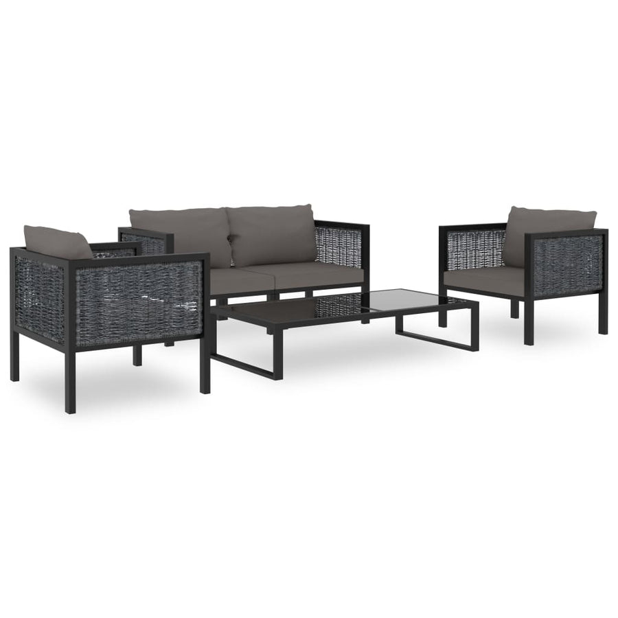 5-Delige Loungeset Met Kussens Poly Rattan Antraciet 1