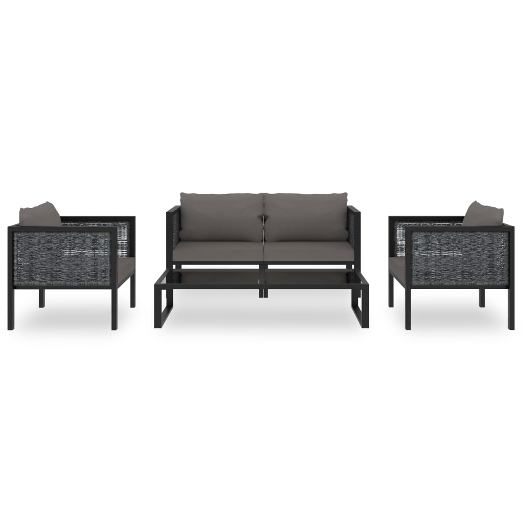 5-Delige Loungeset Met Kussens Poly Rattan Antraciet 1