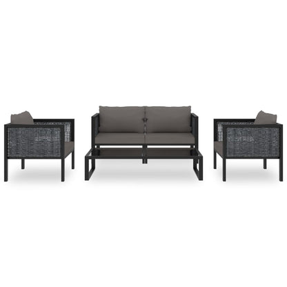 5-Delige Loungeset Met Kussens Poly Rattan Antraciet 1