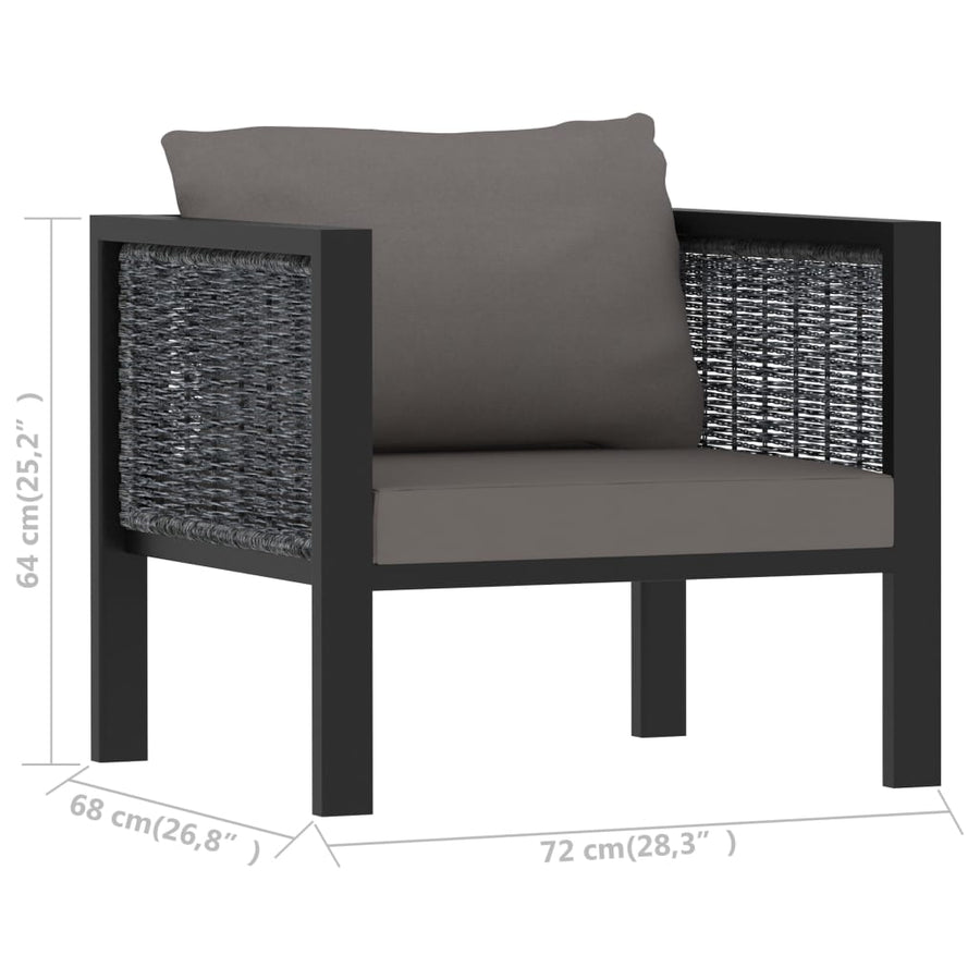 5-Delige Loungeset Met Kussens Poly Rattan Antraciet 1