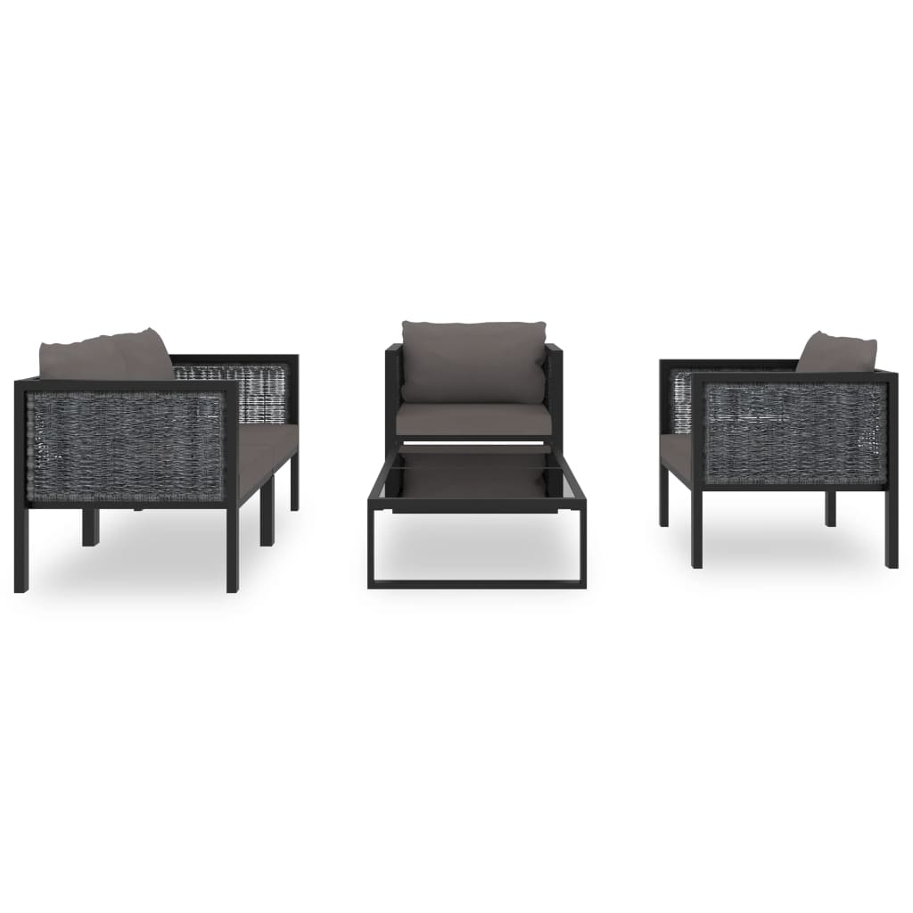 5-Delige Loungeset Met Kussens Poly Rattan Antraciet 1