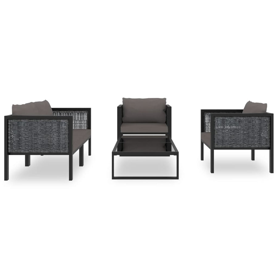 5-Delige Loungeset Met Kussens Poly Rattan Antraciet 1