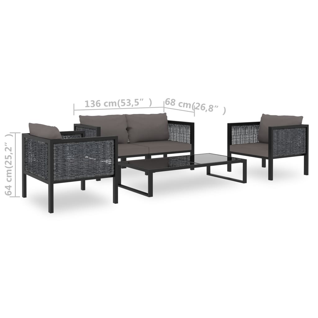 5-Delige Loungeset Met Kussens Poly Rattan Antraciet 1