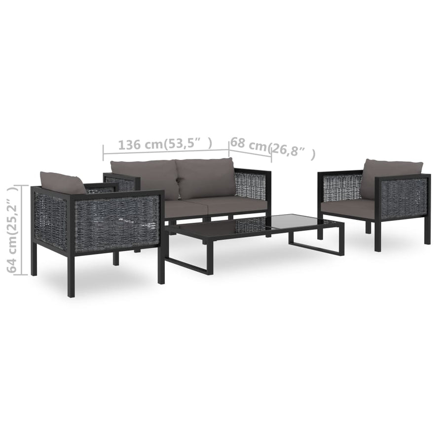 5-Delige Loungeset Met Kussens Poly Rattan Antraciet 1