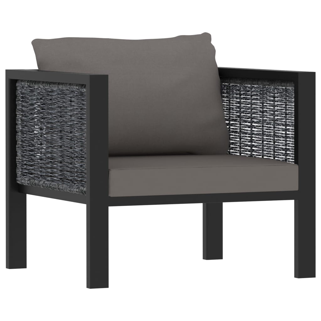 6-Delige Loungeset Met Kussens Poly Rattan Antraciet 1 3x hoek + 2x midden + Tafel
