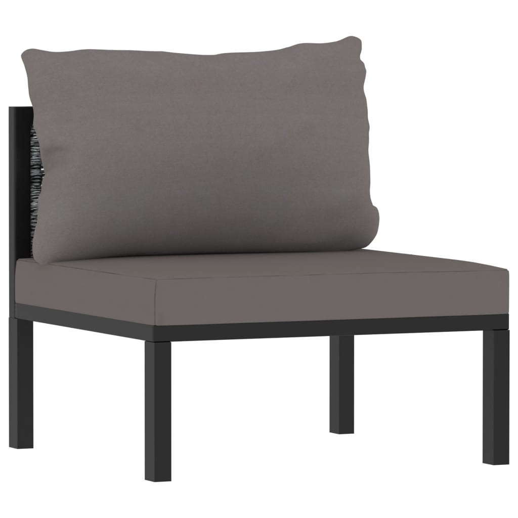 6-Delige Loungeset Met Kussens Poly Rattan Antraciet 1 3x hoek + 2x midden + Tafel