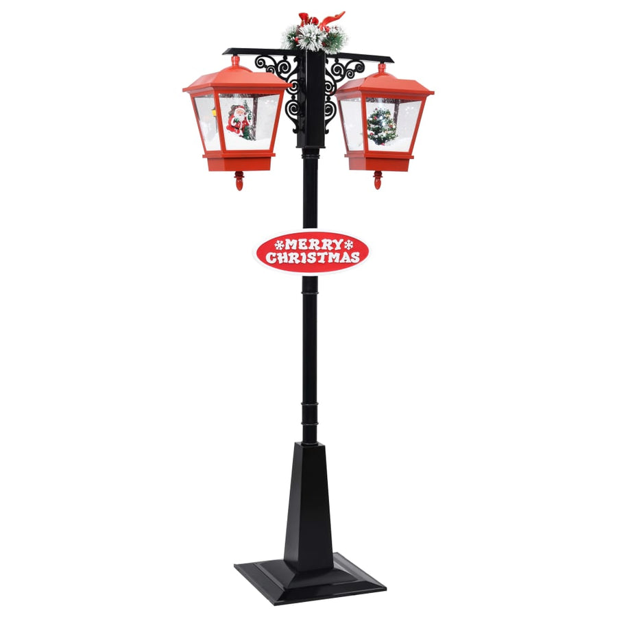 Straatlantaarn met kerstman 81x40x188 cm PVC zwart en rood