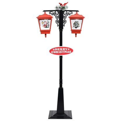 Straatlantaarn met kerstman 81x40x188 cm PVC zwart en rood