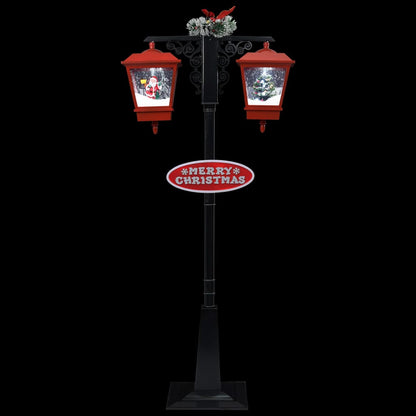 Straatlantaarn met kerstman 81x40x188 cm PVC zwart en rood