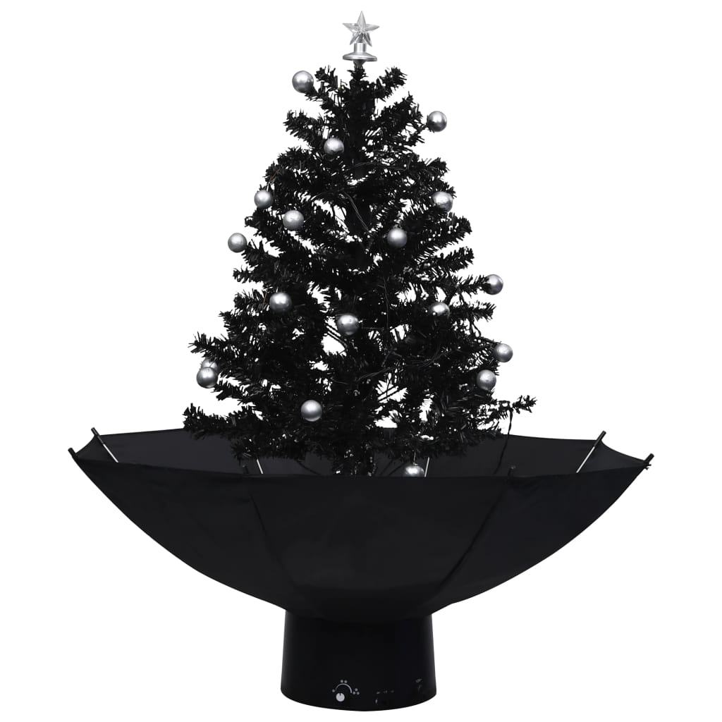 Kerstboom Sneeuwend Met Paraplubasis 75 Cm Pvc 75 x 60 cm Zwart