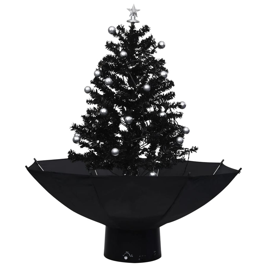 Kerstboom Sneeuwend Met Paraplubasis 75 Cm Pvc 75 x 60 cm Zwart