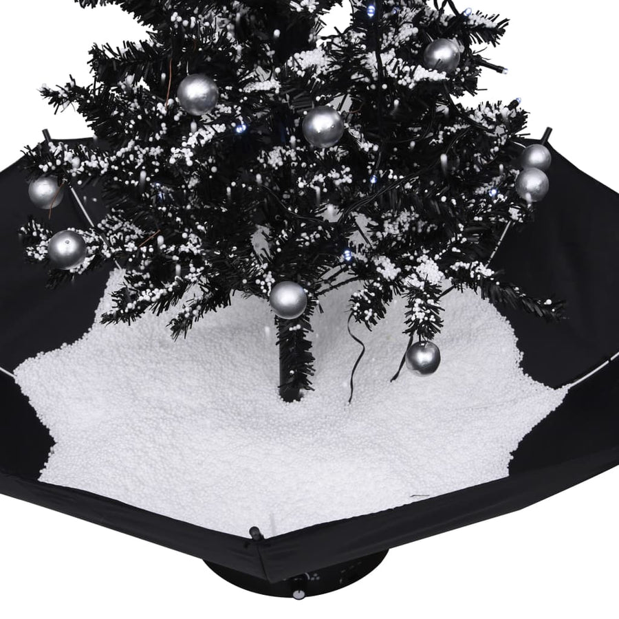 Kerstboom Sneeuwend Met Paraplubasis 75 Cm Pvc 75 x 60 cm Zwart