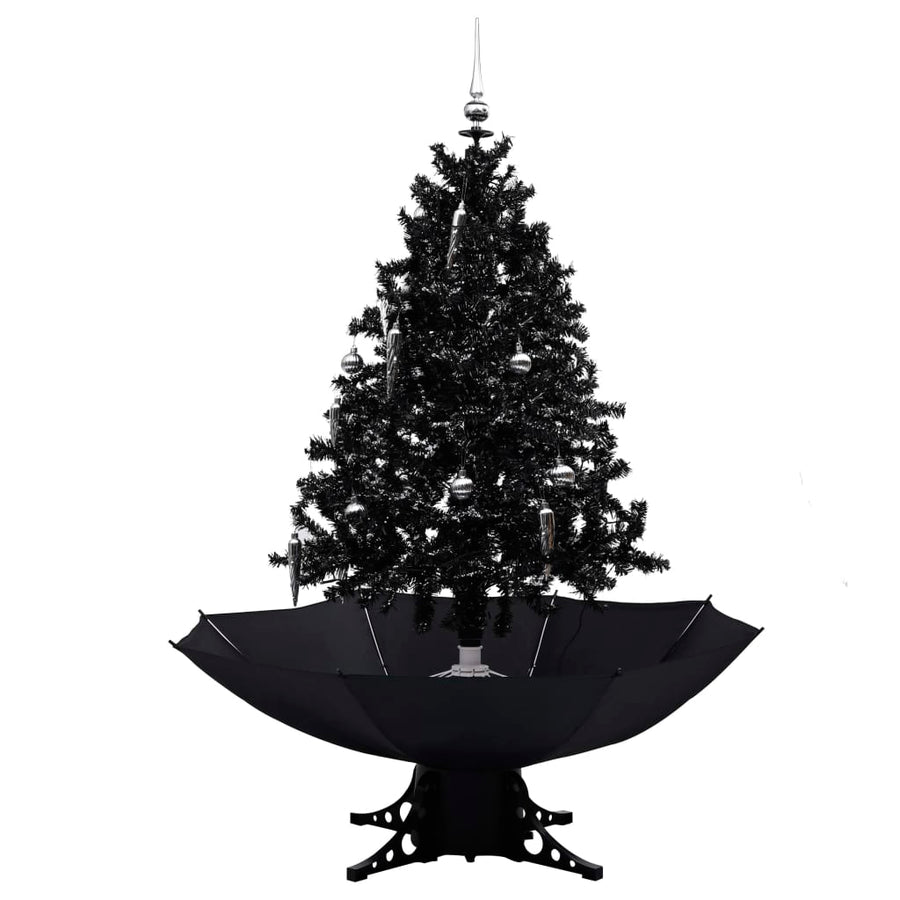 Kerstboom Sneeuwend Met Paraplubasis 40 Cm Pvc 140 x 95 cm Zwart