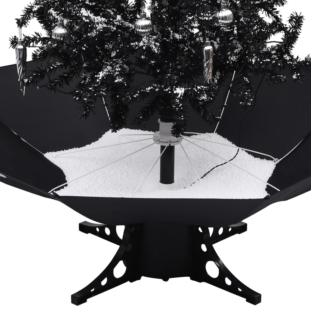 Kerstboom Sneeuwend Met Paraplubasis 40 Cm Pvc 140 x 95 cm Zwart