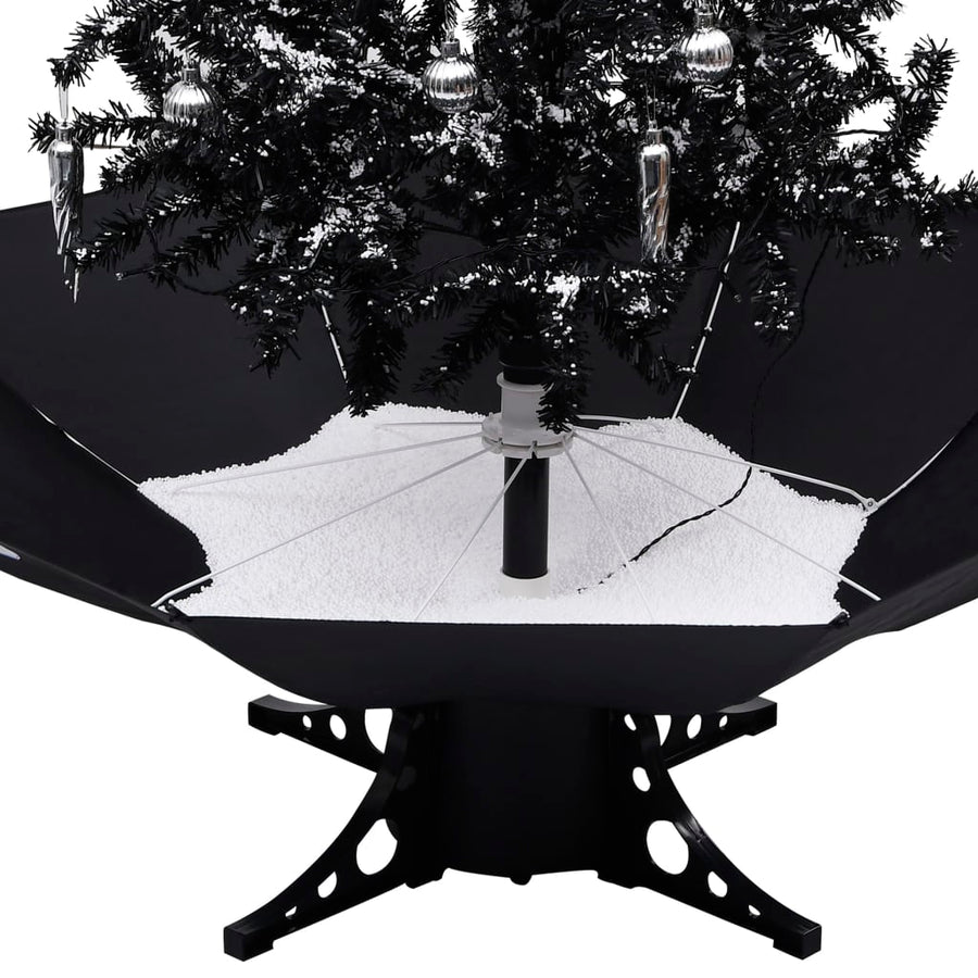 Kerstboom Sneeuwend Met Paraplubasis 40 Cm Pvc 140 x 95 cm Zwart