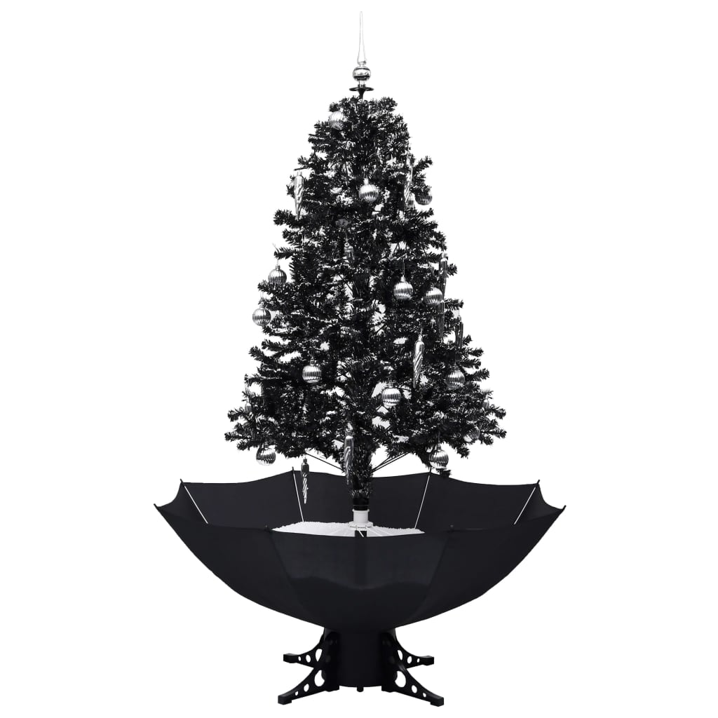 Kerstboom Sneeuwend Met Paraplubasis 70 Cm Pvc 170 x 105 cm Zwart