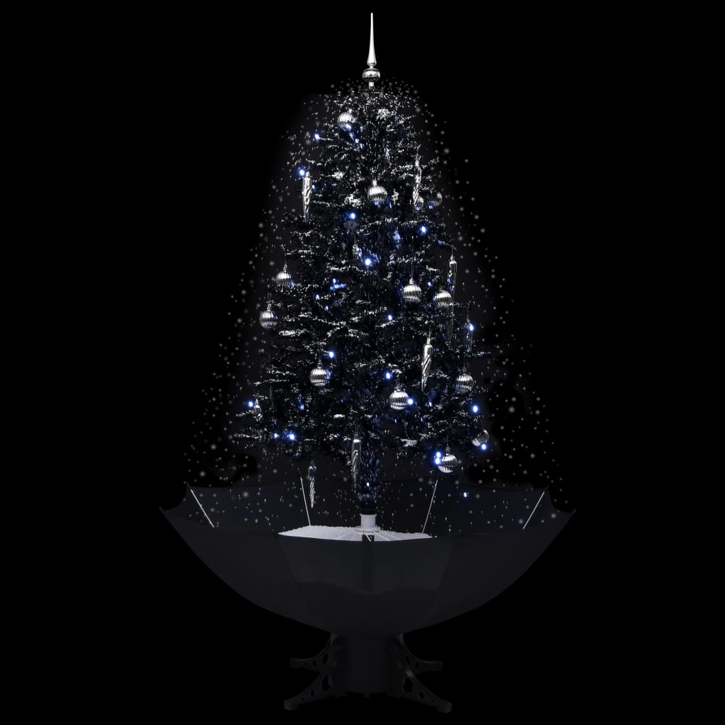 Kerstboom Sneeuwend Met Paraplubasis 70 Cm Pvc 170 x 105 cm Zwart