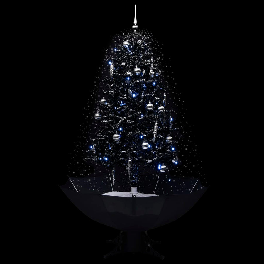 Kerstboom Sneeuwend Met Paraplubasis 70 Cm Pvc 170 x 105 cm Zwart