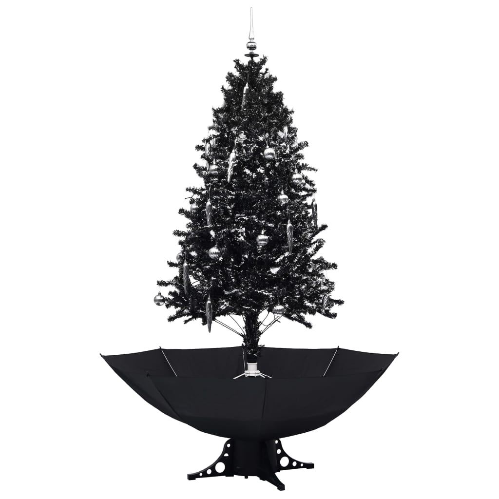 Kerstboom Sneeuwend Met Paraplubasis 90 Cm Pvc 190 x 115 cm Zwart