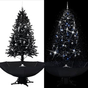 Kerstboom sneeuwend 190 cm zwart paraplubasis
