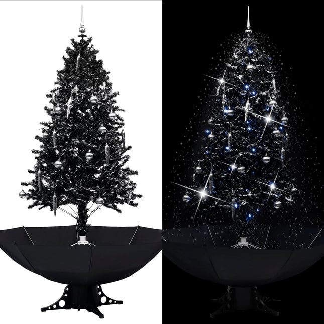 Kerstboom Sneeuwend Met Paraplubasis 90 Cm Pvc 190 x 115 cm Zwart