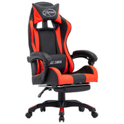 Gaming Chair with Footrest Faux Leather Red and Black
