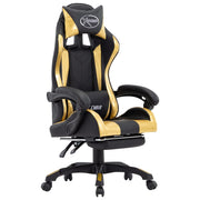 Racing chair with footrest faux leather gold and black