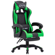 Racing chair with footrest faux leather green and black