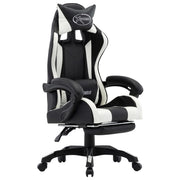 Gaming Chair with Footrest Faux Leather White and Black