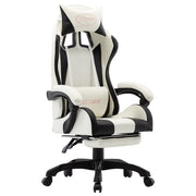 Racing chair with footrest faux leather black and white