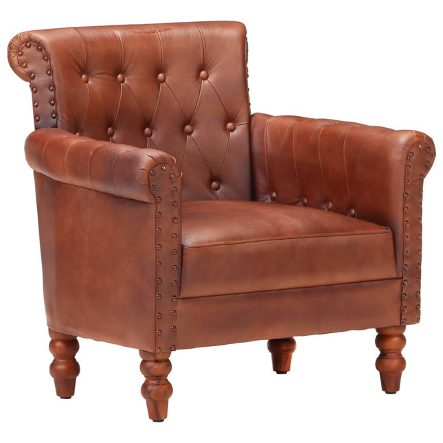 Fauteuil Echt Geitenleer Bruin