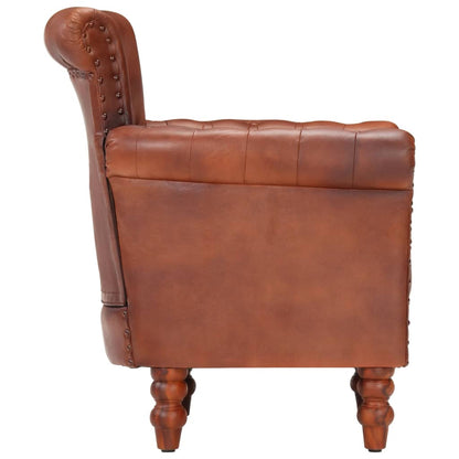 Fauteuil Echt Geitenleer Bruin