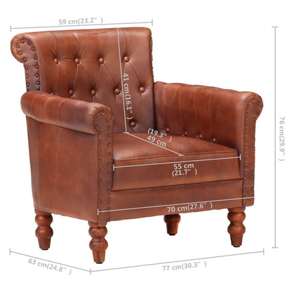 Fauteuil Echt Geitenleer Bruin