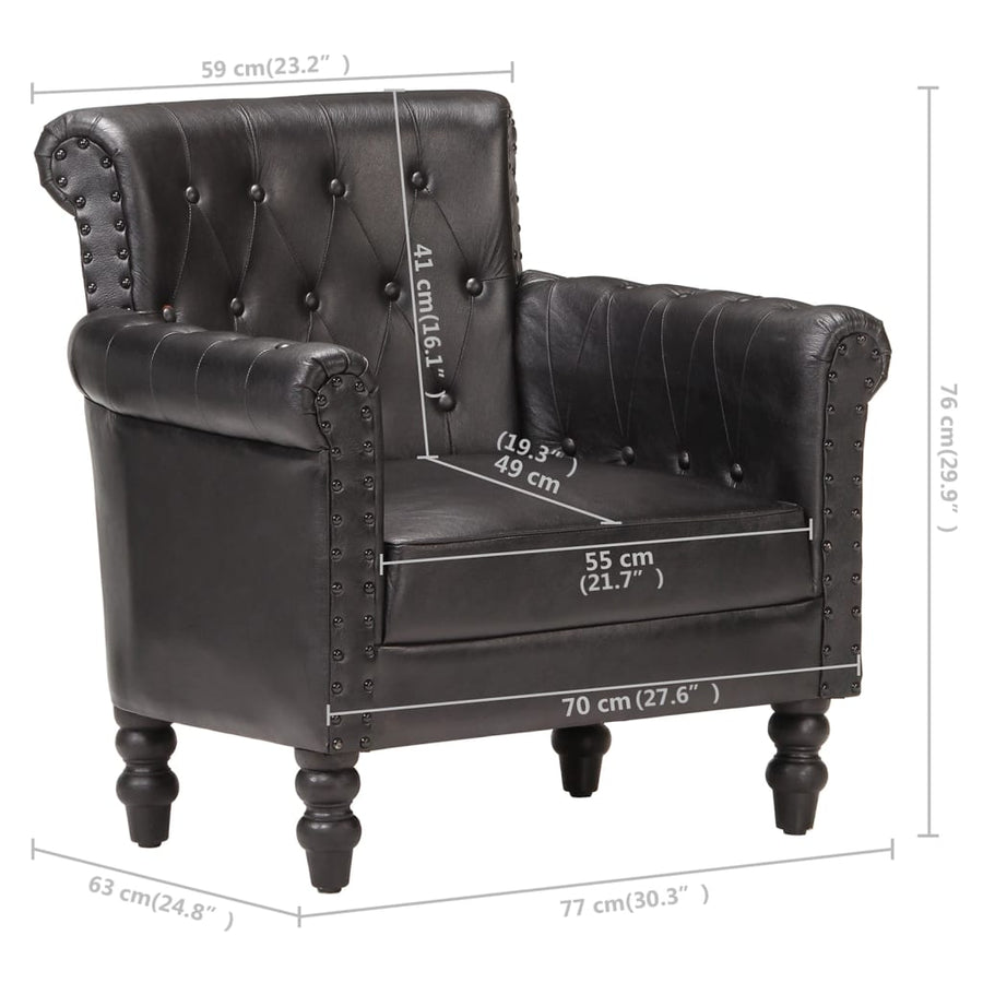 Fauteuil Echt Geitenleer Zwart
