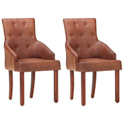 Eetkamerstoelen 2 st bruin echt geitenleer acaciahout
