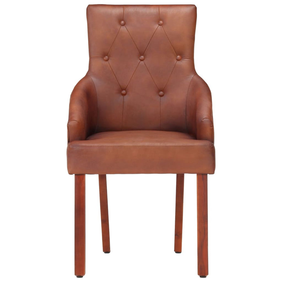 Eetkamerstoelen 2 st echt geitenleer bruin