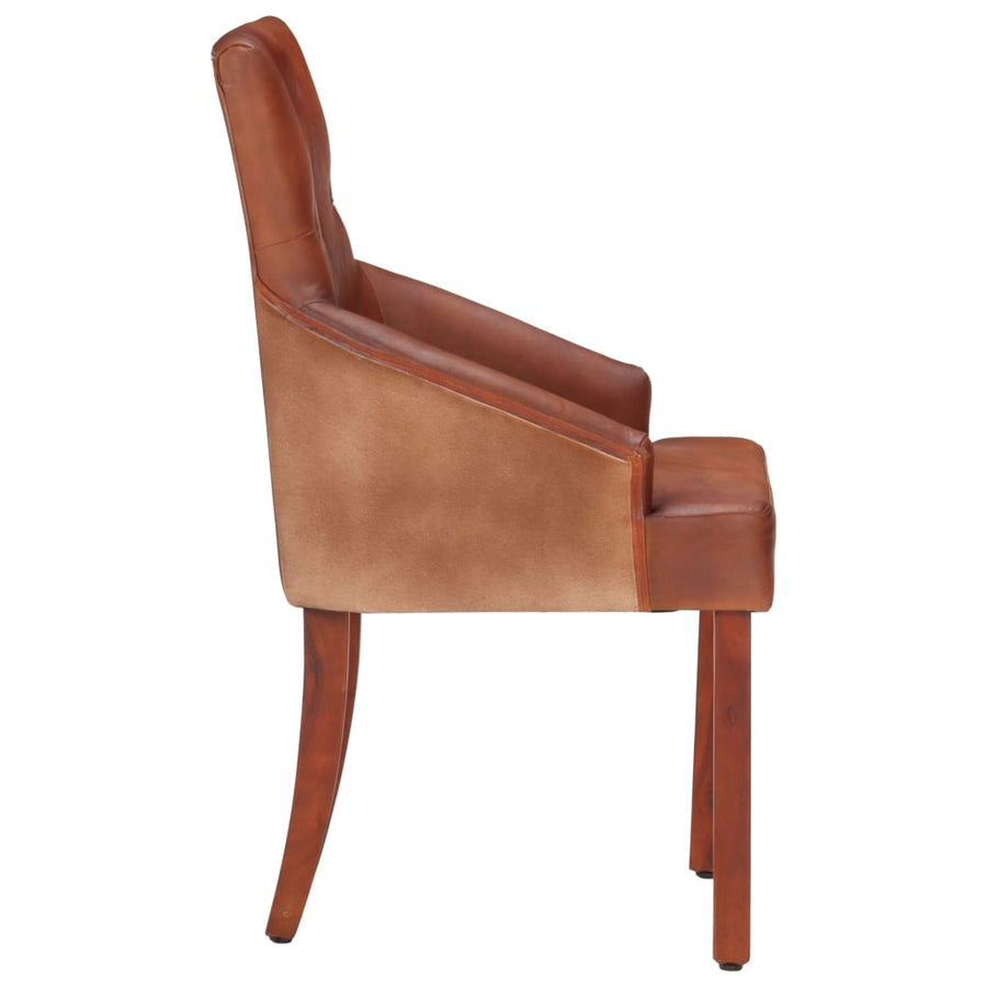 Eetkamerstoelen 2 st echt geitenleer bruin