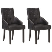 Eetkamerstoelen 2 st geitenleer zwart acaciahout