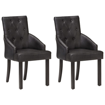 Eetkamerstoelen Echt Geitenleer 2 Zwart