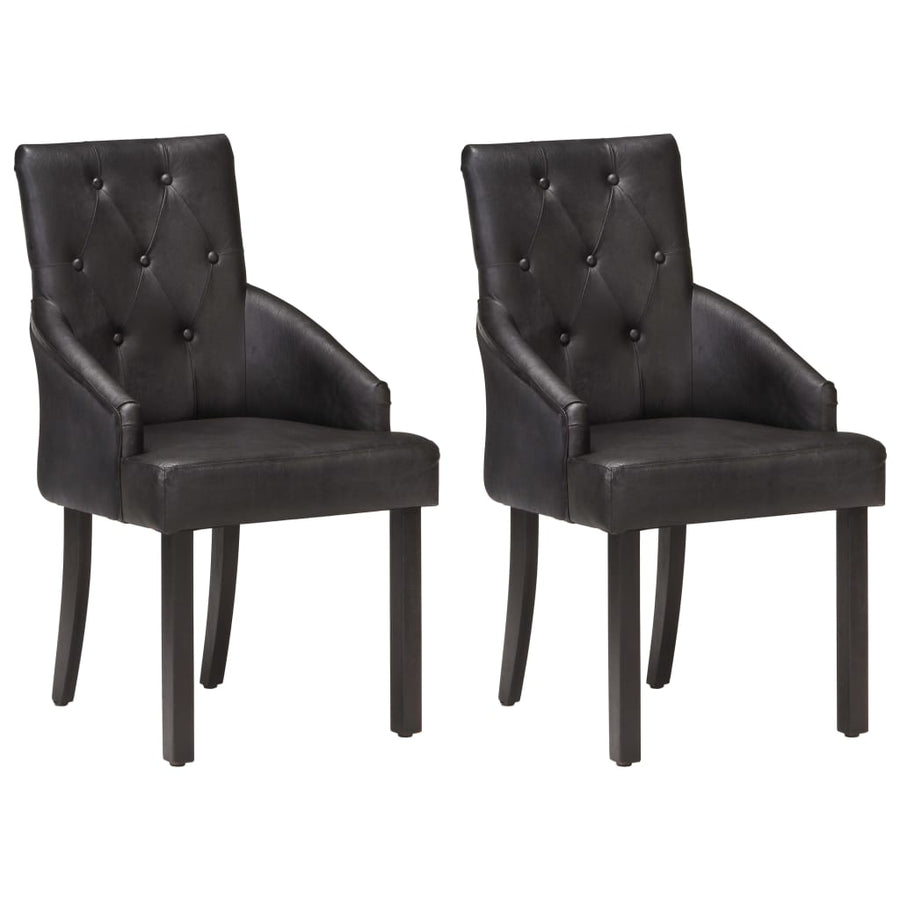 Eetkamerstoelen Echt Geitenleer 2 Zwart