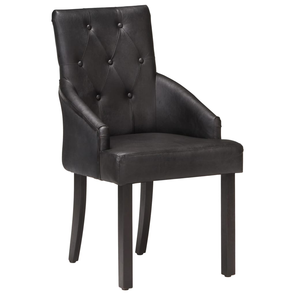 Eetkamerstoelen Echt Geitenleer 2 Zwart
