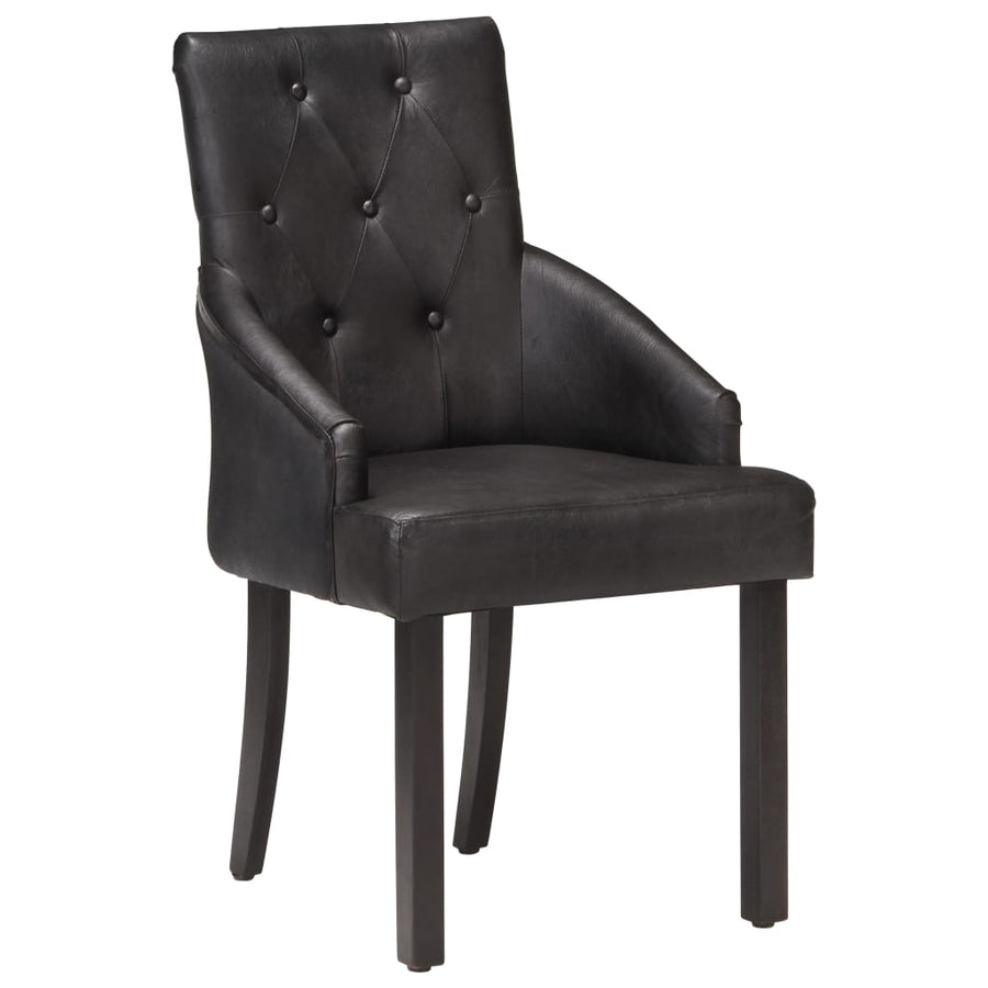 Eetkamerstoelen Echt Geitenleer 2 Zwart