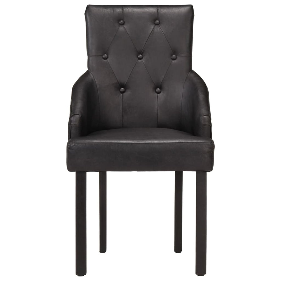 Eetkamerstoelen Echt Geitenleer 2 Zwart
