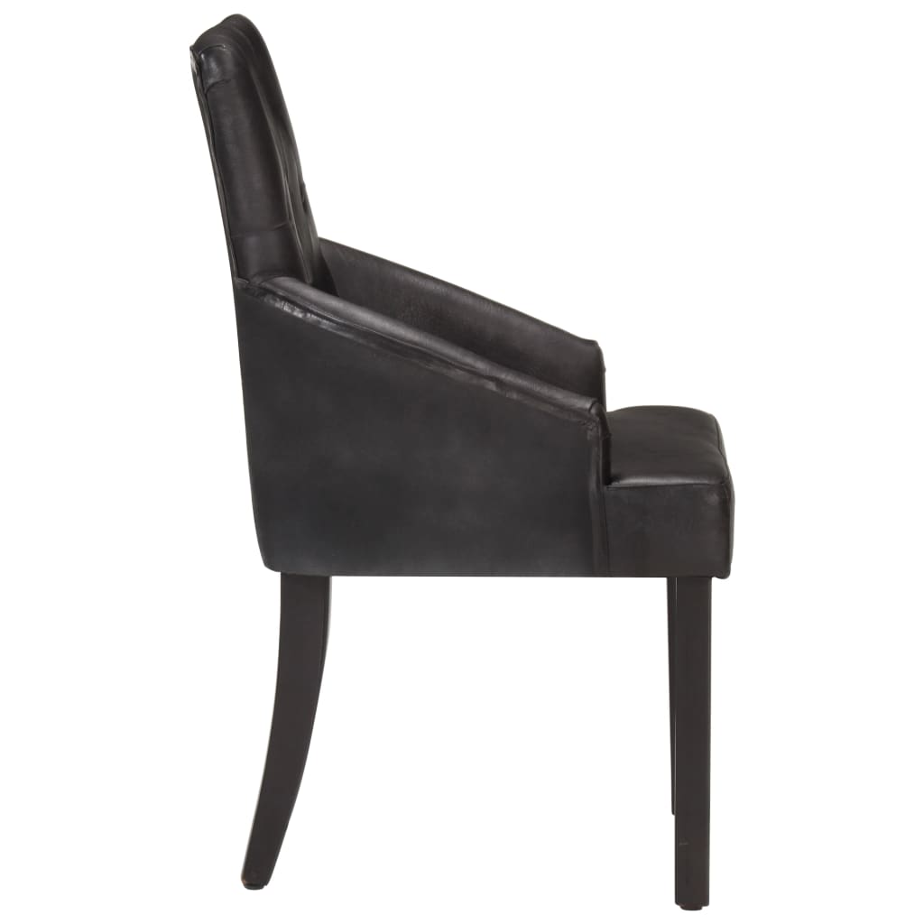 Eetkamerstoelen Echt Geitenleer 2 Zwart