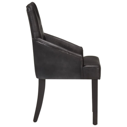 Eetkamerstoelen Echt Geitenleer 2 Zwart