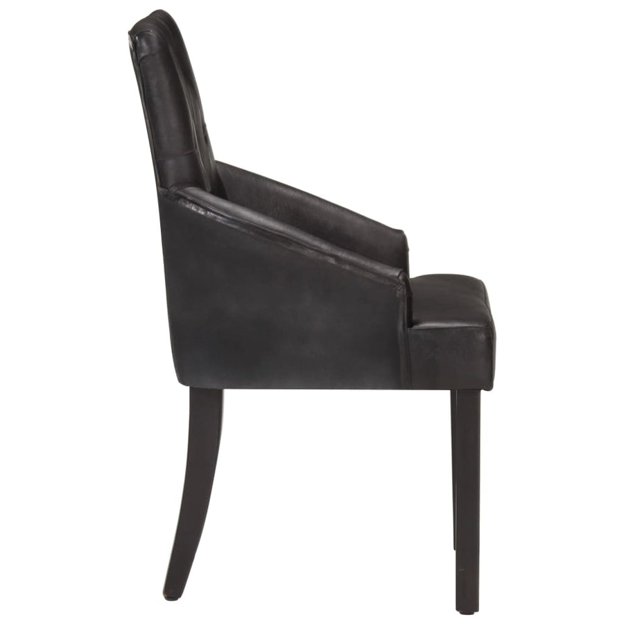 Eetkamerstoelen Echt Geitenleer 2 Zwart